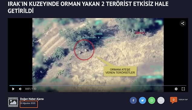 Türkiye'de olduğu iddia edilen video aslında 2020 yılında Irak’ın kuzeyinde çekilmiş.