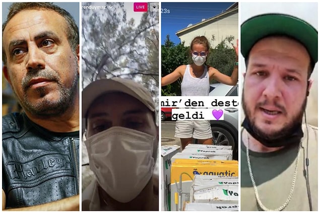 Günlerdir herkes elinden geleni yapmaya çalışırken Haluk Levent, Şahan Gökbakar, Ahsen Eroğlu ve Alperen Duymaz gibi bazı ünlü isimler de yangın bölgelerine giderek canla başla mücadele ettiler.