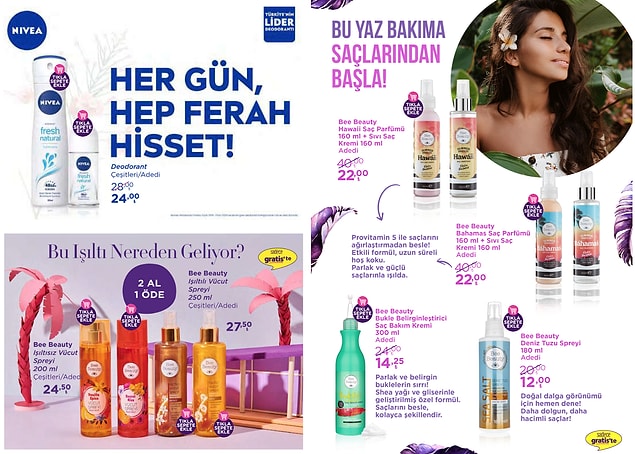 12. Bee Beauty Vücut Spreyi çeşitlerinde 2 al 1 öde kampanyası var.