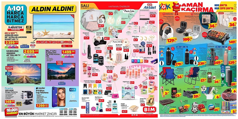 İndirim Günleri Başlıyor: 2 - 8 Ağustos Haftasında A101, BİM ve ŞOK Aktüel Ürünler Listesinde Neler Var?
