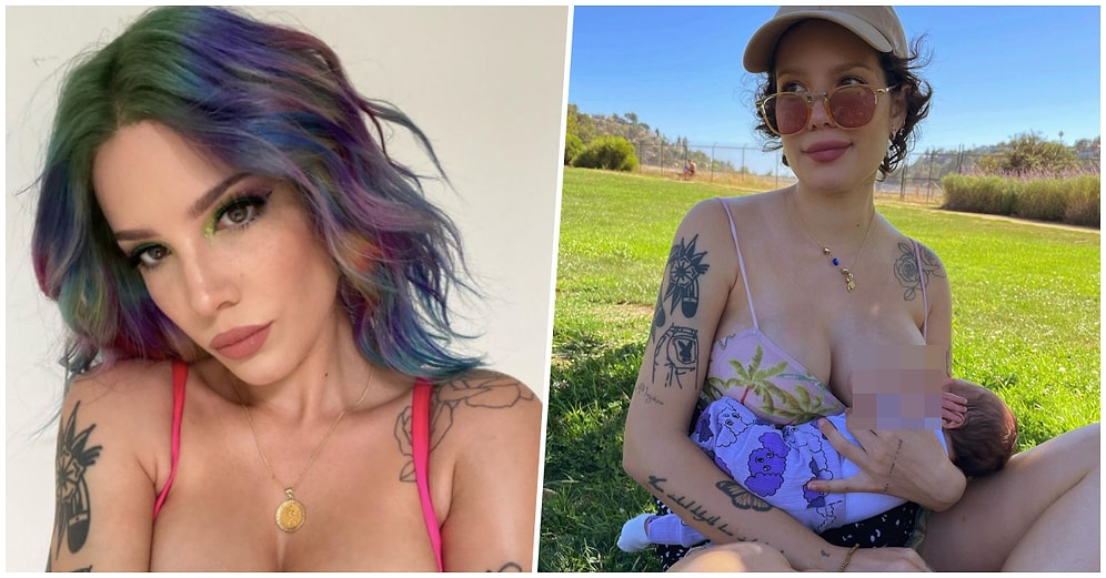 Ünlü Şarkıcı Halsey Bebeği Ender Ridley'yi Emzirdiği Fotoğrafı ile Gören Herkesi Epey Şaşırttı!