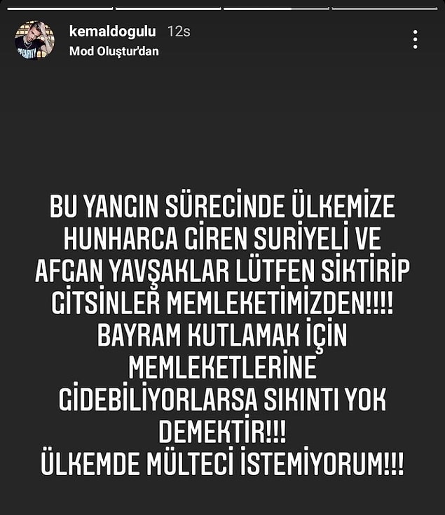 Doğulu, Instagram hesabı üzerinden yaptığı paylaşımlarla,