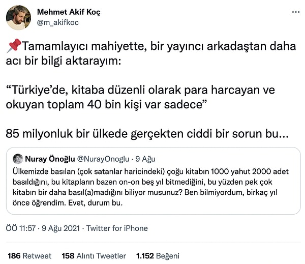 Türkiye'de kitap okuma sorununun ne denli büyük olduğu biliniyordu ancak bu tweetler ile bir kez daha acı gerçek yüzümüze vuruldu.