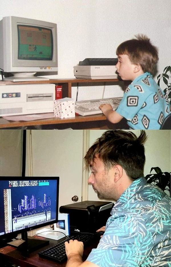 9. "Bilgisayarda oyun oynarken eski bir resmimi buldum. Görünen o ki pek değişmemişim."
