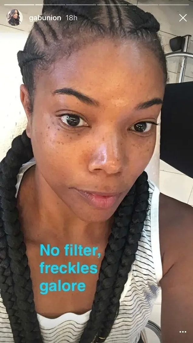 18. Gabrielle Union'ın çillerini hiç kapatmadan gösterdiği paylaşımı: