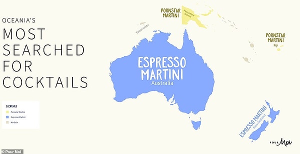 Карта предпочтений в Австралии и Океании: