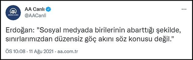 Erdoğan 4 gün önce ise tam tersi "Abartıldığı kadar göç yok" demişti. 👇