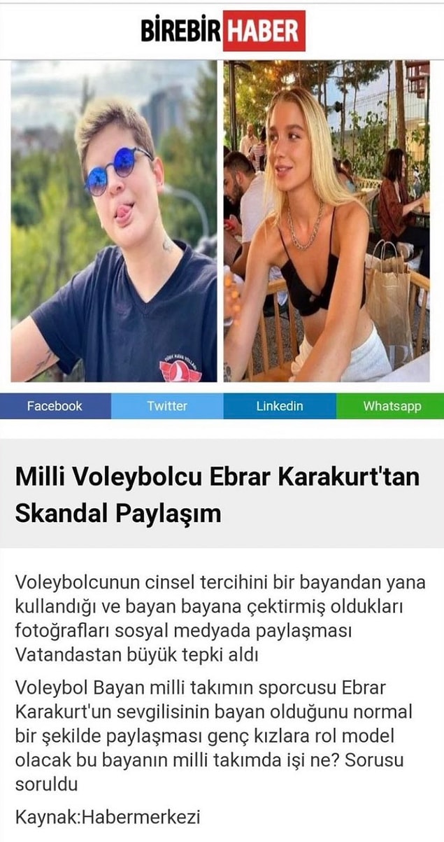 Ancak Ebrar sonrasında fotoğrafı kaldırdı. Bazı haber sitelerinin yaptığı çağ dışı haberler sonrasında ise kendisine destek yağdı.