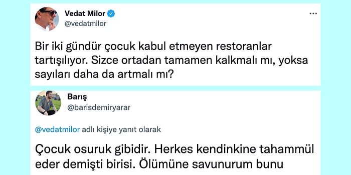 Vedat Milor Çocuk Kabul Etmeyen Restoran Tartışmasını Anketiyle Farklı Bir Boyuta Taşıdı