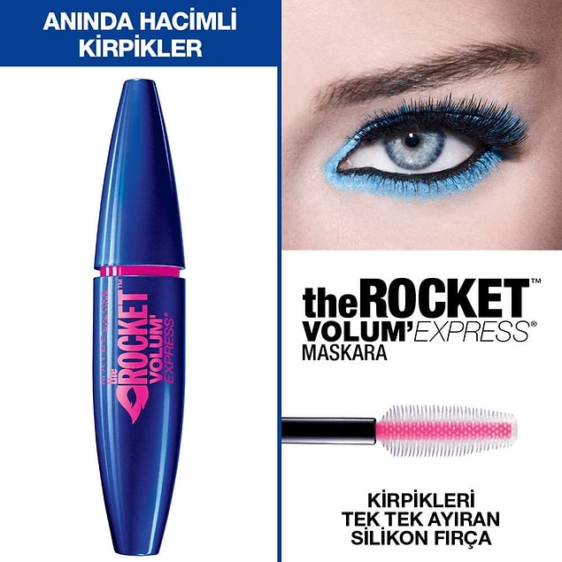 7. Maskara denince de artık sen bir klasik oldun: Maybelline Volum' Express Rocket! Elbette ekstra siyah olanı!