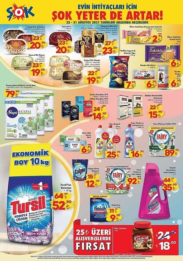 25 TL ve üzeri alışverişlerinizde 650 gr Çokokrem indirimli.