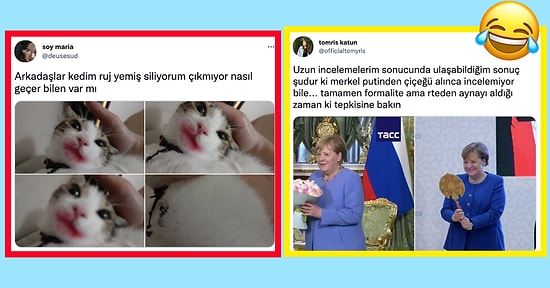 Ruj Yiyen Kediden Angela Merkel'e Çiçek Veren Putin'e Son 24 Saatin Twitter'da Viral Olan Paylaşımları