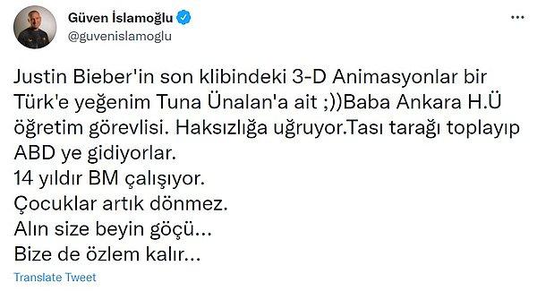Son olarak müzik sektörünün de keşfettiği ismin ünlü televizyon programcısı ve gezgin dayısı Güven İslamoğlu haberi Twitter'da paylaştı.