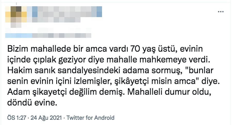 evde yari ciplak oturuyor diye yan komsusu tarafindan sikayet edilen kadinin yasadigi sacmalik