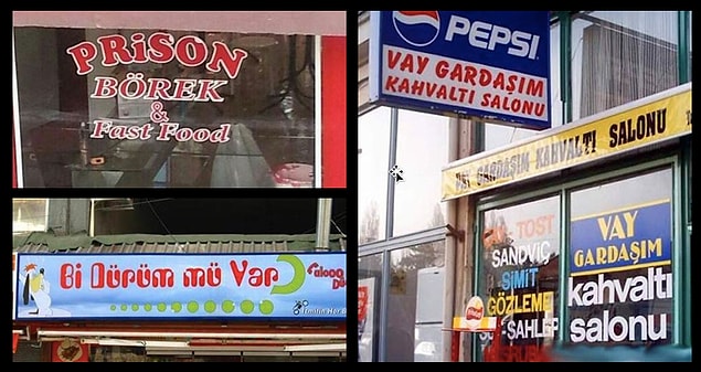 4. Dükkân tabelasıyla mesaj veren mizahşörler
