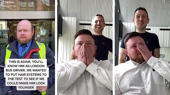 Лысеющий лондонский водитель автобуса не смог сдержать слезы, когда увидел себя с протезом волос