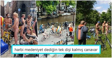 Amsterdam'da Küresel Isınmaya Dikkat Çekmek İçin Yapılan Çıplak Bisiklet Yarışı Tüm Dünyada İlgi Görüyor!