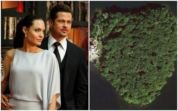 5. Angelina Jolie, biricik eşi Brad Pitt için kalp şeklinde bir ada alarak kalpleri kazanmıştı...
