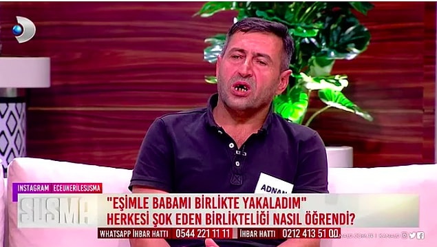 Programa katılan Adnan bey, kendi evinde hem de çocuklarının bulunduğu odada eşi ve öz babasını ilişkiye girerken yakaladığını söylemişti.