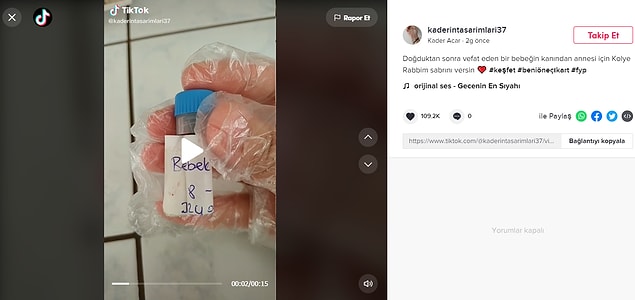 Doğduktan sonra hayatını kaybeden bir bebeğin kanından kolye yaptılar...