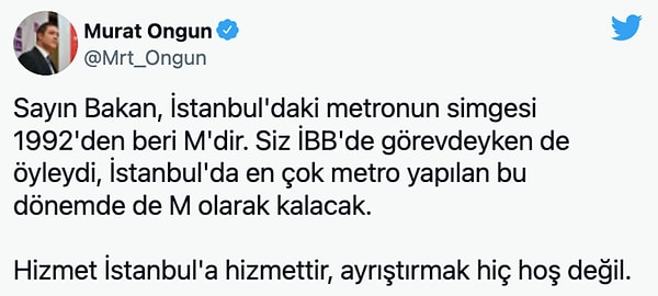 İBB Sözcüsü Murat Ongun 1992 yılından beri kullanılan logonun değiştirilmesini ayrıştırma olarak yorumladı.