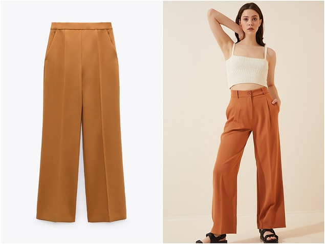 10. Geniş paça pantolonu Zara'dan 300 TL'ye, Happiness İst.'ten ise 80 TL'ye alabilirsiniz!