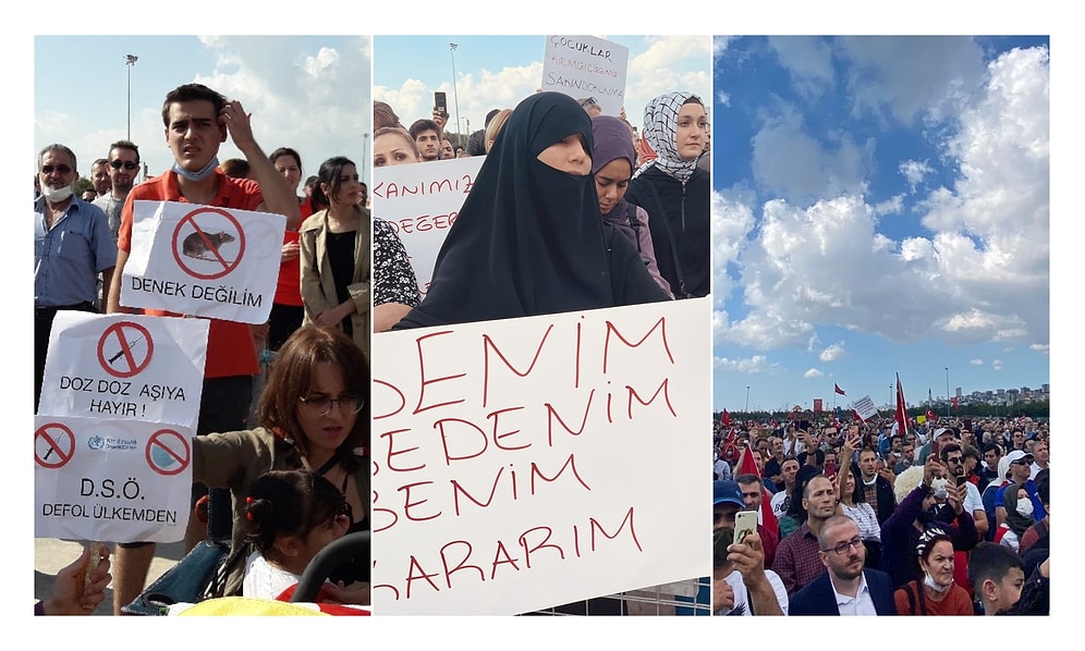Aşı Karşıtları İstanbul'da Miting Düzenledi: Maske Takılmadı, HES Kodları Kontrol Edilmedi