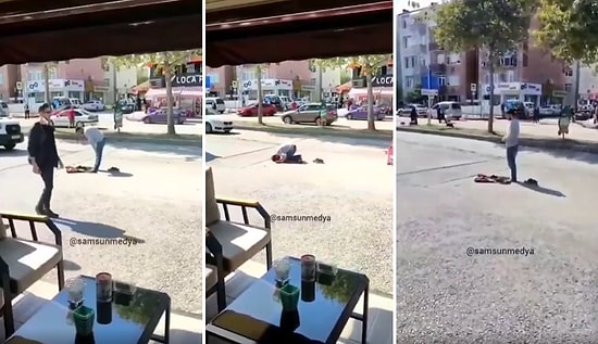 Samsun'da Trafiğin Aktığı Yolun Ortasında Cuma Namazı Kılan Adam