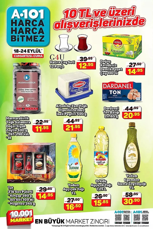 10 TL ve üzeri alışverişlerinizde geçerli olabilecek indirimler;