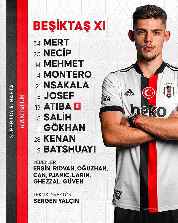 Birçok sakatı bulunan Beşiktaş'ın rotasyonlu çıktığı maçta iki takımın ilk 11'i bu şekildeydi.