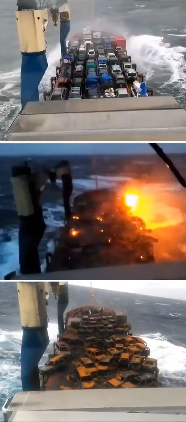 7. 2019: Автомобили, перевозимые на открытой палубе, загорелись после того, как соленая вода вызвала разряд аккумуляторов