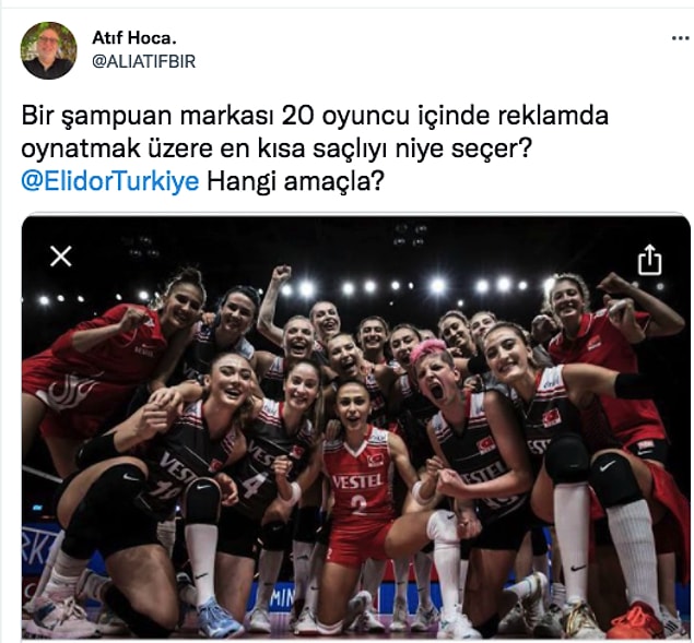 Eski bir rektör, bir akademisyen olan Ali Atıf Hoca nedense A Milli Voleybol Takımının gururu Ebrar Karakurt'a ve onunla reklam anlaşması yapan firmaya takmış durumda.