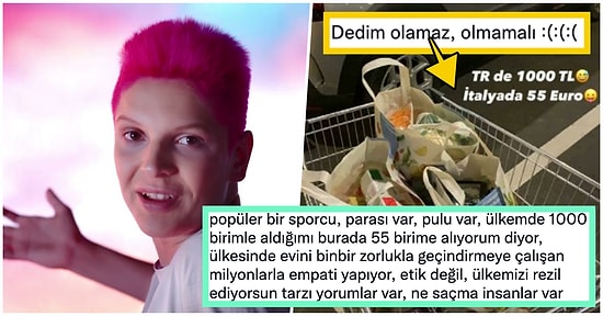 Bizde 1000 TL Onlarda 55 Euro! Milli Gururumuz Ebrar Karakurt İtalya’da Yaptığı Market Alışverişiyle Gündemde