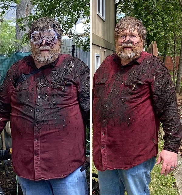 3. Я думаю, что мой отец сожалеет о своем решении очистить водостоки с помощью воздуходувки