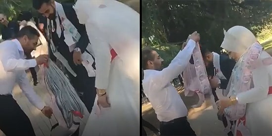 Gelin ve Damada Metrelerce Uzunluğunda Para Şeridi Takan Akraba