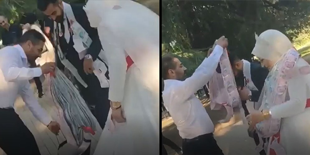 Gelin ve Damada Metrelerce Uzunluğunda Para Şeridi Takan Akraba