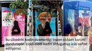 İstanbul'da Bir Durakta Kadınların Fotoğraflarının Siyah Spreyle Boyanması Tepkilere Neden Oldu