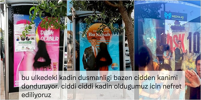 İstanbul'da Bir Durakta Kadınların Fotoğraflarının Siyah Spreyle Boyanması Tepkilere Neden Oldu