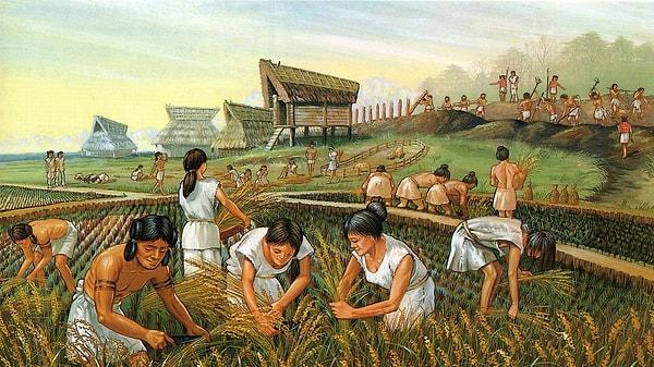 Jōmonlardan sonra Yayoi Döneminin başında Çin veya Kore’den tarım bilgisi olan insanlar geldi.