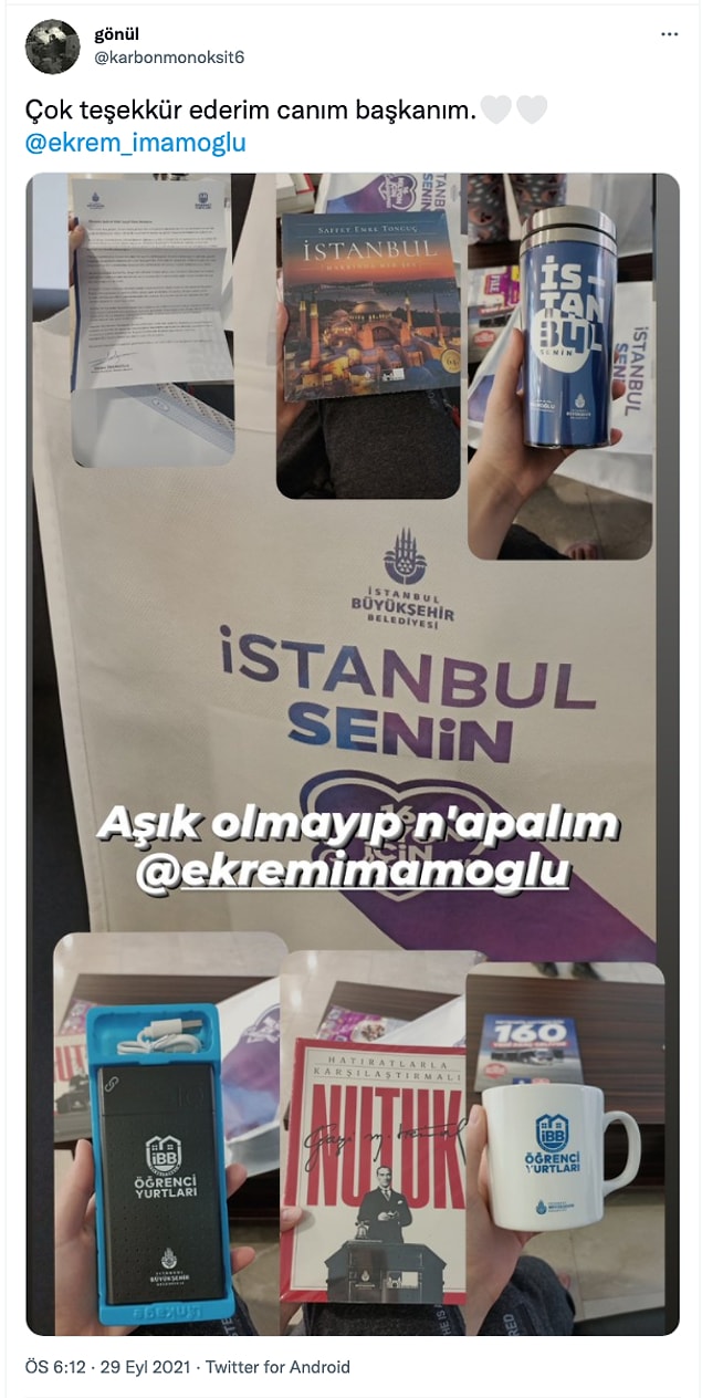 Öğrenciler, hediyelerin fotoğrafları ile birlikte bu mesajları paylaştı 👇