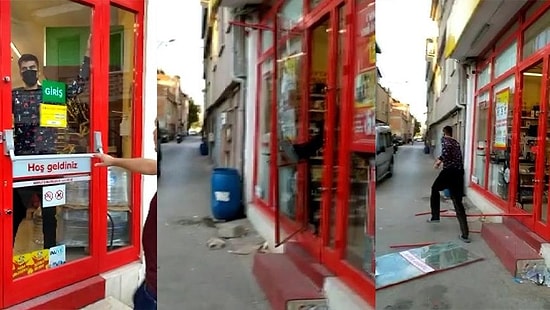 Bursa'da Marketten Hırsızlık Yapacakken Kasiyer Tarafından İçeri Kilitlenen Şahıs Camı Kırarak Kaçtı