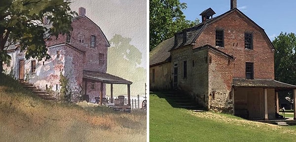 10. Унаследовал картину несколько лет назад, случайно наткнулся на здание на картине во время поездки