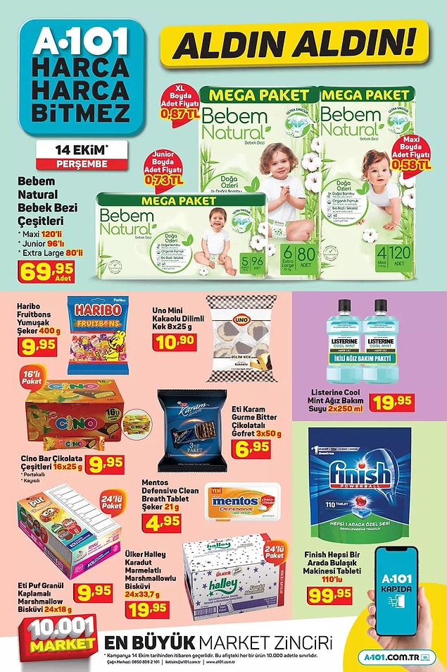 Bebem Natural bebek bezi çeşitleri 69,95 TL.