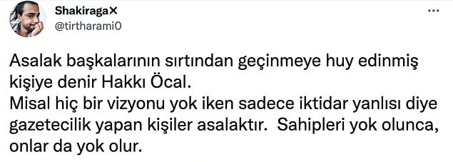 Öcal'ın attığı tweet, 'asalak'ın kelime anlamı üzerinden eleştirildi...