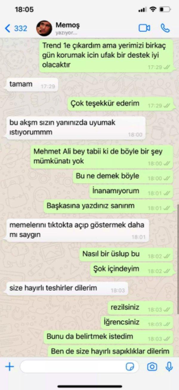 Daha önce Ece Ronay'ın klibinde oynayan Mehmet Ali Erbil, iddialara göre şöyle mesajlar atmıştı. Genç şarkıcı tüm bu mesajları ifşa etti.