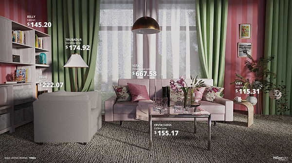 1980-е годы (стоимость гостиной в ИКЕА = 1480,25 долларов)