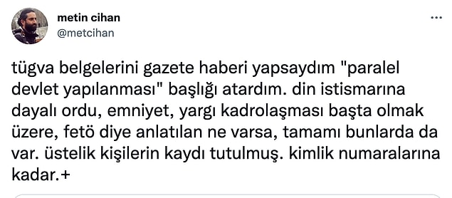Son günlerde Metin Cihan'a içeriden gelen belgeler ise TÜGVA'nın hükümete yakın İslami bir vakıftan fazlası olduğunu gösteriyor.