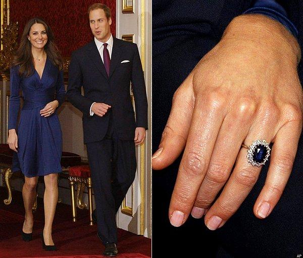 7. Prenses Diana'dan miras kalan 500.000 dolar değerindeki yüzük, şimdi Kate Middleton'un nişan yüzüğü:
