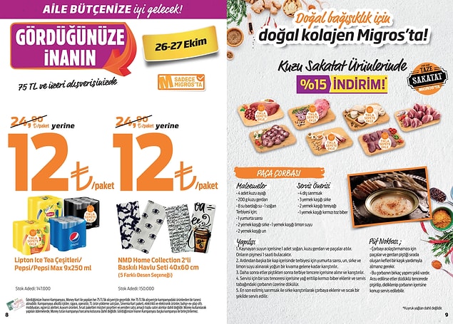Kuzu sakatat ürünleri %15 indirimli.
