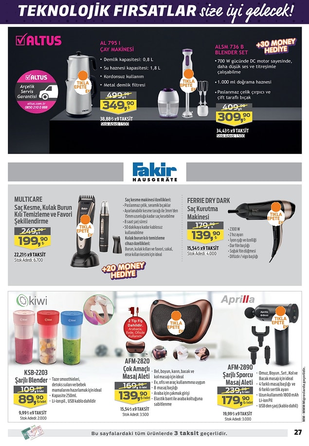 Aprilla Afm-2820 Çok Amaçlı Masaj Aleti 139,90 TL.